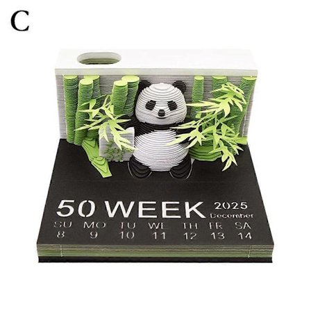 3D Panda Notisblokk 2025 Ukentlig Kalender Klistrelapper Kreativ Skrivebord Notat Gave