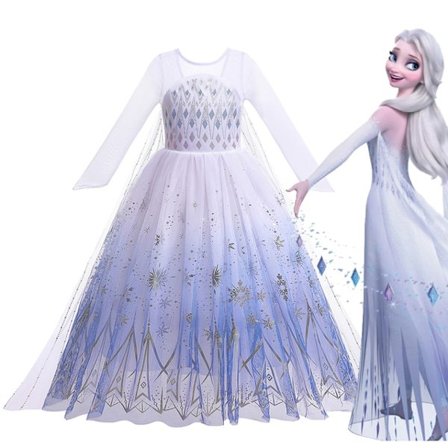 "Frost 2" Elsa-kostyme jente barn Halloween rollespill Snødronning Anna prinsessekjole festkjole kjole kjole Elsa-kjole A-WELLNGS