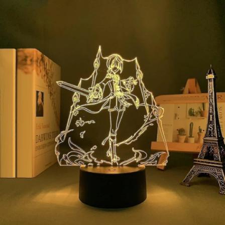Genshin Impact LED 3D-lampe Lllusion-lys skrivebordslampe japansk anime-lys til børneværelsesindretning nattelys fødselsdagsgave manga-gadget