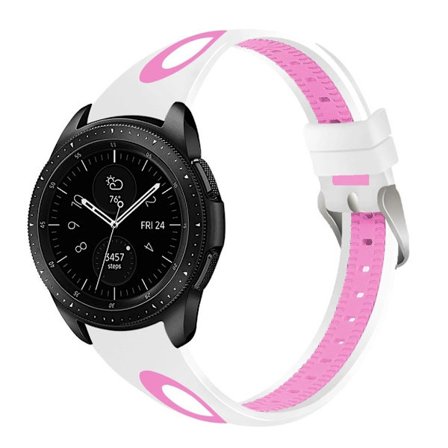 Samsung Galaxy Watch (46mm) fleksibel silikone urrem - Hvid/Lyserød
