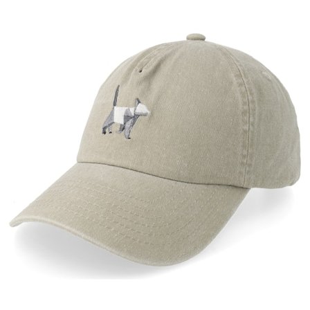 Origami - Beige unconstructed Czapka Z Daszkiem - Origami Cat Vintage Washed Stone Dad Cap @ Hatstore