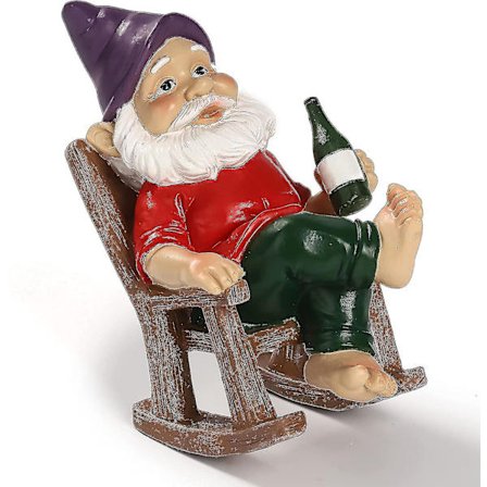 Morsom hagegnomstatue figurer hagehagepynt gyngestol dverg