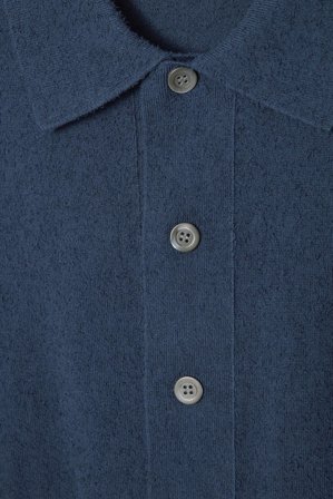 COS Men's Relaxed Textured-Knit Cotton Overshirt in Blue
