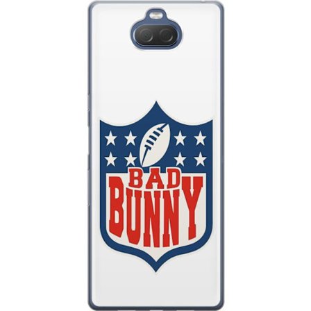 Kompatibel Mobilcover til Sony Xperia 10 Plus Bad Bunny rød grafisk plakat med portræt og typografi i latinamerikansk popdesign