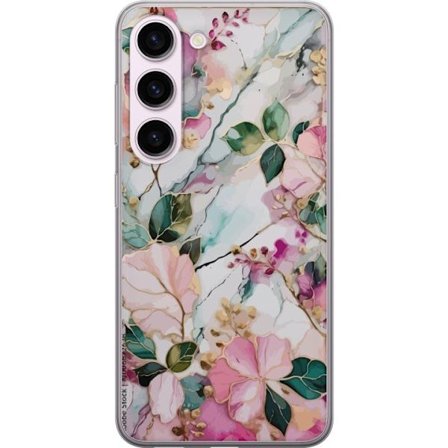 Kompatibel Mobilcover til Samsung Galaxy S23 Abstrakt marmormønster med blomster, blade og gyldne detaljer i bløde pastelfarver