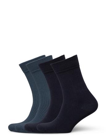 Timber 4-Pack Socks - Block Striped Blue Knowledge Cotton Apparel