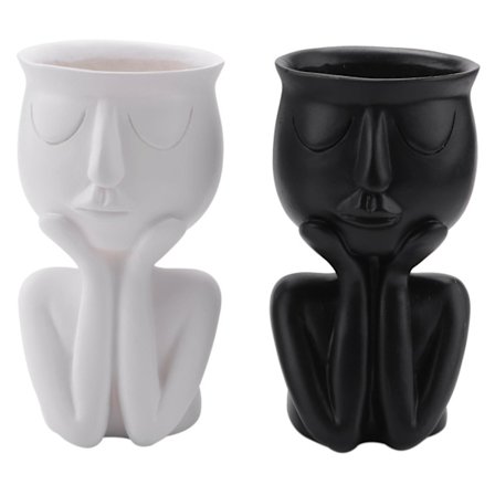 2 stk karakterportrett blomsterpotte i harpiks, sukkulent plantepotte, ansikt blomsterpotte, husholdning skrivebordsvase