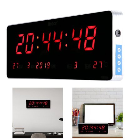 Digital LED Kalenderklokke Temperatur Veggklokker (Kalender Temperatur Uke)