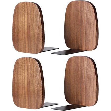 Bogstøtter i træ til hylder, dekorative bogstøtter til bøger/dvd'er/film 14x12x10,8 cm (valnøddetræ)