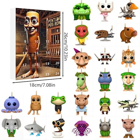 Tung Tung Tung Sahur 24 päivän joulukalenteri 2025, 2D akryyli avaimenperä Brainrot italialainen eläinlahja lapsille, väri 8