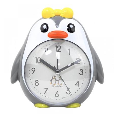 Cartoon Bow Penguin Väckarklocka Nattljus, Student- och Barnväckarklocka, Heminredning Desktop-klocka (grå)
