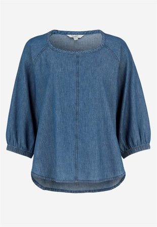 Cellbes of Sweden - Denimbluse med vide ermer i mellomblå denim for damer i størrelse 54/56