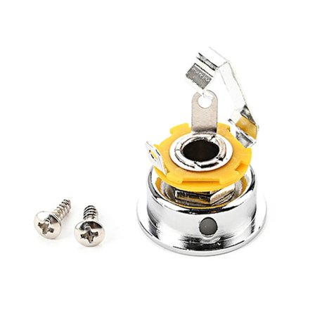 Elektrisk gitar krom sokkel jack plate for 6,35 mm plugg sokkel jack plate sett