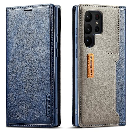 Lc.imeeke Lc-001-serien för Samsung Galaxy S23 Ultra Color Splicing Pu-läderkorthållare Phone case Stativ Magnetisk Absorption Folio Cover