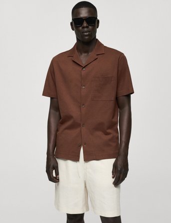 Mango Regular-Fit 100% Cotton Shirt - Brown - XS