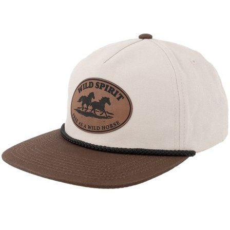 Wild Spirit - Beige snapback Keps - Wild Horses Engraved Brown Patch Beige/Brown Canvas A-Frame Snapback @ Hatstore