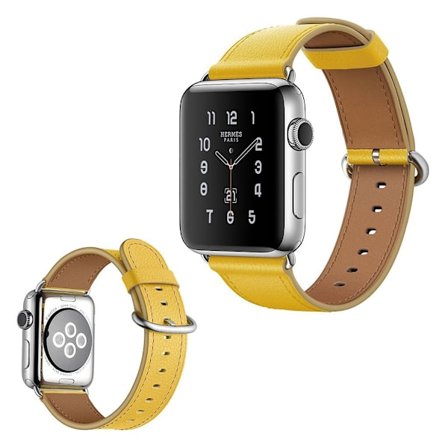 Apple Watch Series 5 44mm elegant äkta klockarmband - Gul
