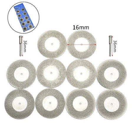 Diamantskærehjulssæt til skæring af ædelsten, keramik, glas 10 stk