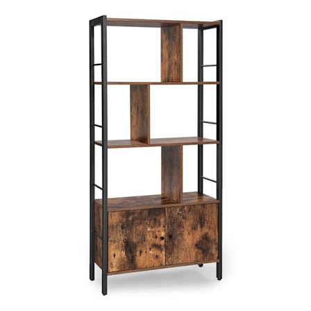 Industriell hylla med skåp och justerbara ben - Brun/Svart
