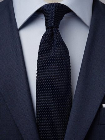 John Henric Men's Dark Blue Knitted Tie Size 6