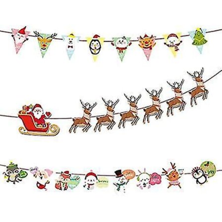 3 stk Julefestdekorasjoner Flagg & Snømenn