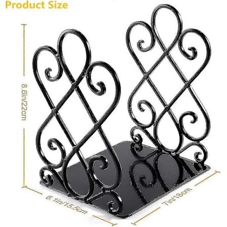 Bokstöd, Bokstöd i Metall för Hyllor Kraftiga Dekorativa Bokstöd Halkfria för Kontorsbord Skolbibliotek