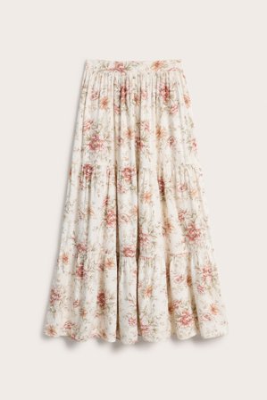 Newbie | Długa spódnica w kwiaty Newbie Woman | Offwhite