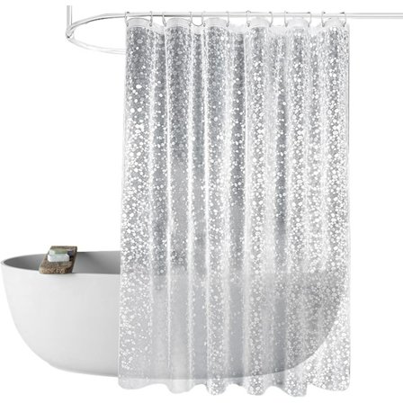 Lollanda Vattentätt Duschdraperi Med Magnet Och Vikt Nertill, Duschdraperi Med Pebble Mönster Transparent 180×180 cm