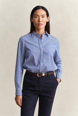 GANT - Regular fit poplinskjorte med striper til dame royal blue
