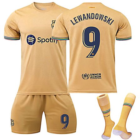 Barca 22-23 Bortetrøye LEWANDOWSKI Nr 9 Fotballdraktsett