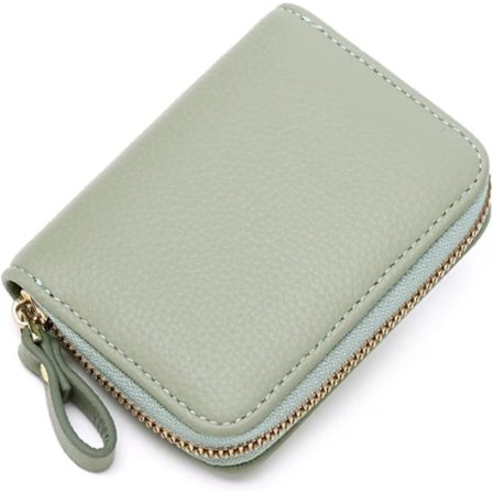 Naisten luottokorttikotelo, pieni RFID-suojattu naisten lompakko vetoketjulla, ruostumattomasta teräksestä valmistettu nahkainen harmonikkamallinen 