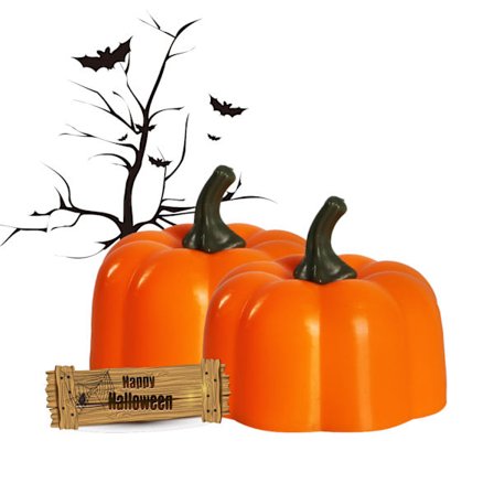 12 stk. LED Halloween græskarlys, Jack-O'-Lantern, lille flimrende orange LED-lys