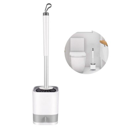 Toalettbørste, silikon toalettbørste uten boring, veggmontering og stående toalett