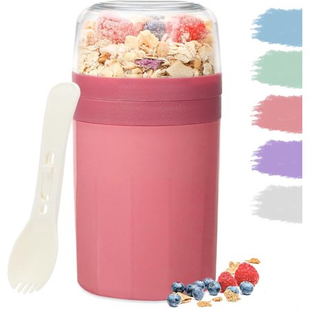 Yoghurtkop 520 ml og 250 ml Lækagesikker Bærbar med Ske Pink til Børn Voksne Morgenmadsprodukter På Farten Festdekoration