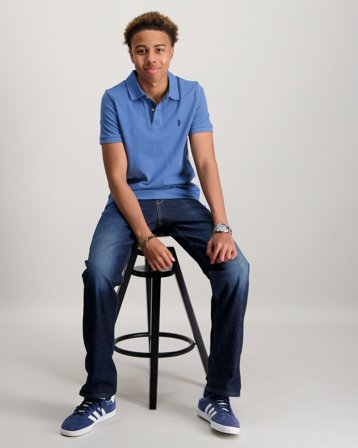 U.S. Polo Assn. DHM Pique Polo Blå Pique Gutt - Kids Brand Store