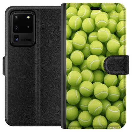Kompatibel Tegnebogsetui til Samsung Samsung Galaxy S20 Ultra Mønster af grønne tennisbolde i høj detalje, sporty motiv med gentagende tekstur og s