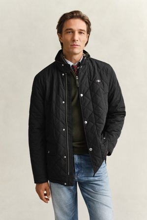 GANT Herren Mittellange Windcheater Steppjacke (L) Schwarz