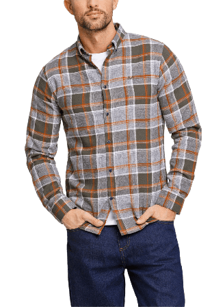 Lindbergh Brushed Checked Shirt L/S Button-downskjortor Herr Grön XL