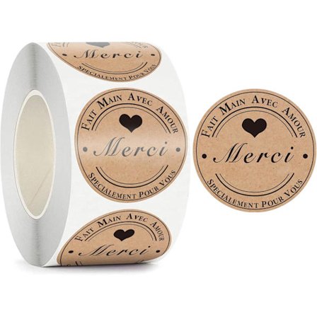 500 stk. klistremerker, 2,5 cm/1 tomme Kraftpapir Runde Klistremerker Selvklebende Runde Klistremerker for Baking Jul Bursdagsfestposer