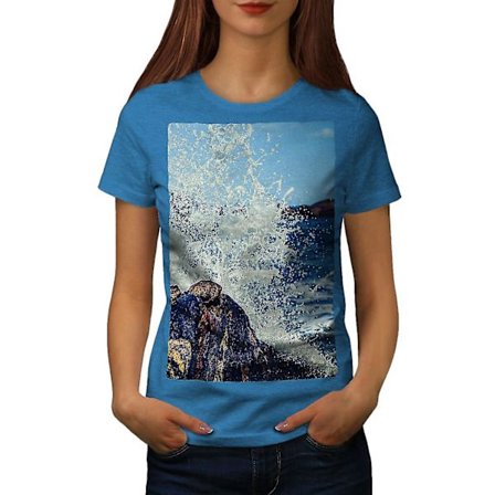 Ocean Wave Novelty Kvinnor Royal Bluet-shirt