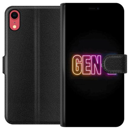 Kompatibelt Lommeboketui til Apple Apple iPhone XR Neontext Gen Z i fargerikt lys mot mørk bakgrunn i moderne digital stil
