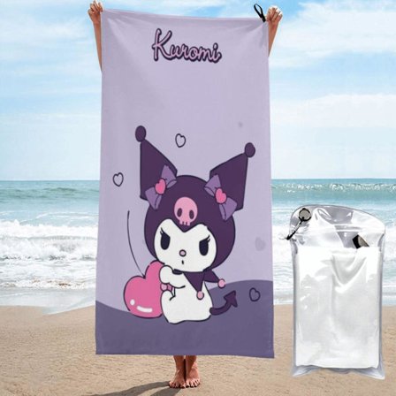 Kuromi Rantapyyhe Imukykyinen Suuri Pyyhe 3D Sarjakuvapyyhe Nopeasti Kuivuva Ranta Uimapyyhe Nopeasti Kuivuvat Pyyhkeet Urheiluun Matkustamiseen 