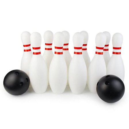Sæt til børn, med 10 bowlingkugler og 2 bolde, 22cm