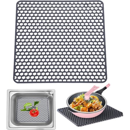 Stor Vaskematte Oppvaskmatte Flerbruks Silikon Kjøkken Avrenningsunderlag Beskyttelse Varmebestandig og Sklisikker