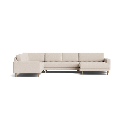 Mondo U-sofa, vendbar - Aragon Beige - 377x262x83 - Slidstærk U-sofa med Vendbar Chaiselong & Nozagfjedre - Beige Sofa