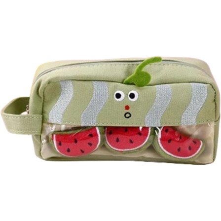 Stort pennal med plaster formet som grønne vannmeloner - Søte grønnsaker i tegneseriestil