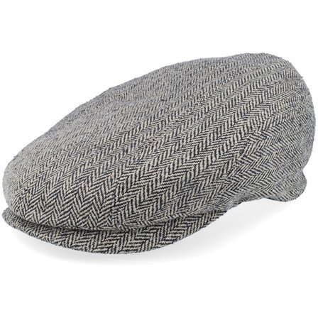 Stetson - Beige Flatcap Cap - Ivy Cap Silk Black/Brown Herringbone Flat Cap @ Hatstore