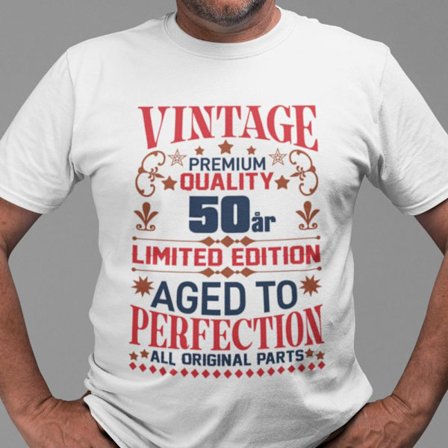 50 år Födelsedag vit T-shirt - Vintage Limited edition