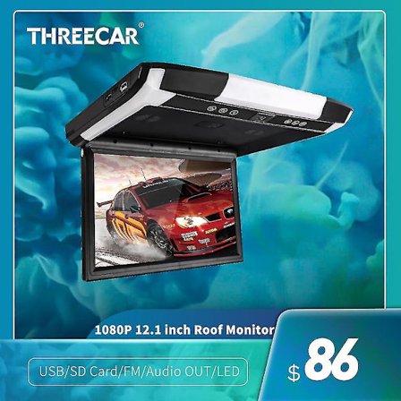 Threecar 1080p 12.44936.4" Bilskærm Flip Down TFT LCD