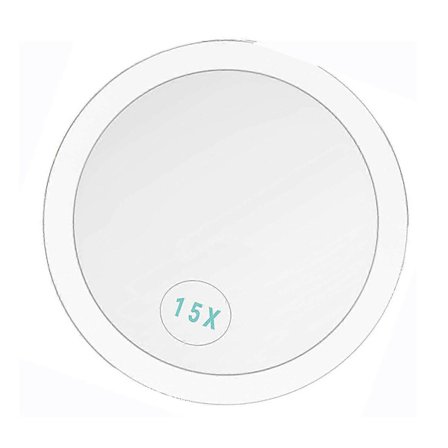 15x Förstoringsspegel, rund spegel med tre sugkoppar, svart